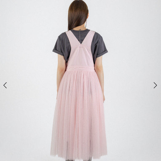 [BUNJANG] Shakiri Angel Denim Tulle Overalls Dress Pink / 새상품) 샤키리 Shakiri 엔젤 데님 튤 오버롤 드레스 원피스 핑크