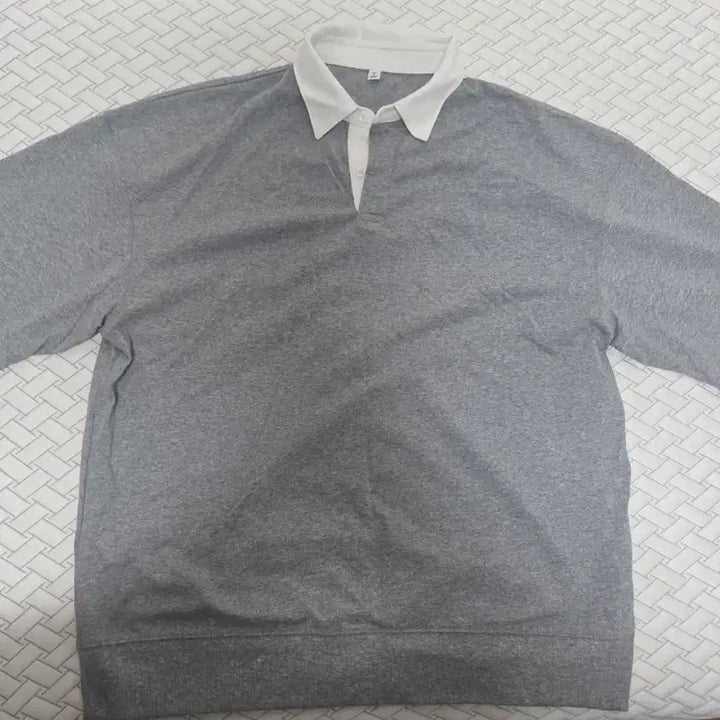 [BUNJANG] GU Rugby Short Sleeve T-Shirt Gray XL / GU 럭비 반팔 티셔츠 그레이 XL