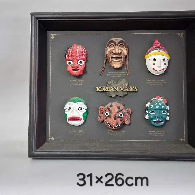[BUNJANG] Korean Traditional Mask Miniatures Framed Art Set / 한국 전통탈6점 미니어쳐액자
