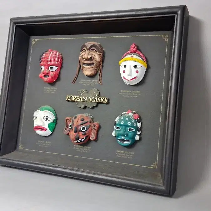 [BUNJANG] Korean Traditional Mask Miniatures Framed Art Set / 한국 전통탈6점 미니어쳐액자