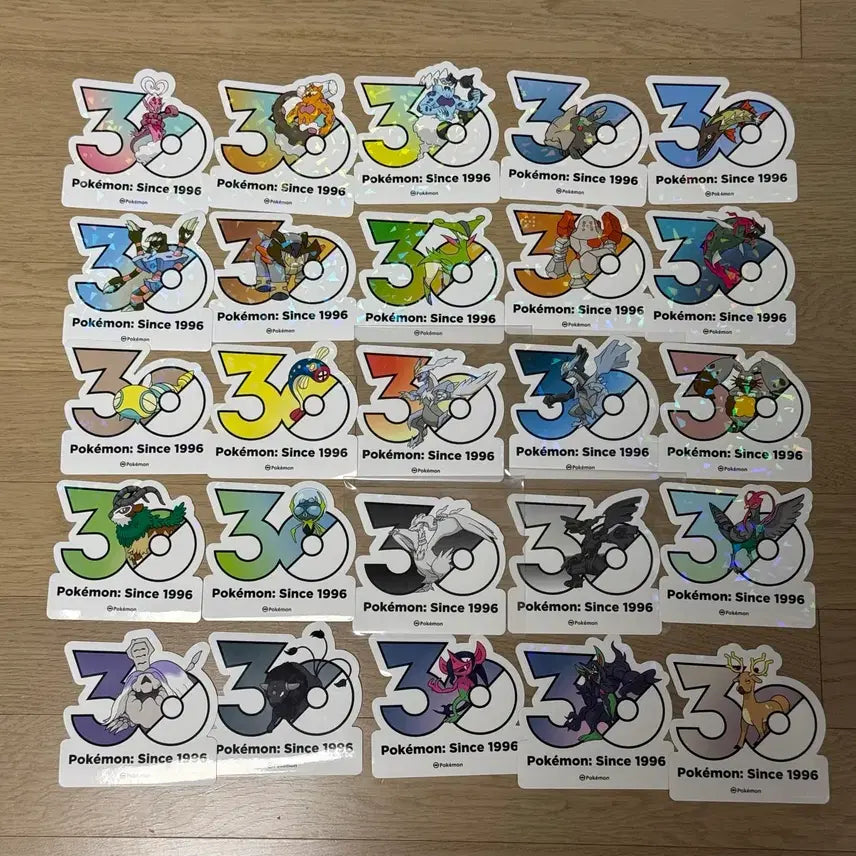[BUNJANG] Pokemon 30th Anniversary Sticker Bundle Set (25 pcs) / 일괄) 25 포켓몬 30주년 스티커 제크로무 레시라무 화이트 블랙 큐레무
