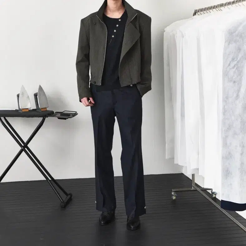 [BUNJANG] Webiness Twisted Button Zip-Up Knit Charcoal / 웨비네스 트위스티드 버튼 집업 니트 차콜