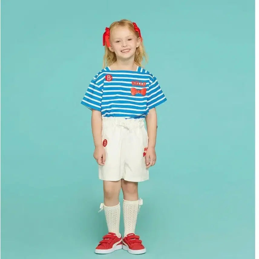 [BUNJANG] Bebe de Pino Hello Ribbon Twill Shorts / [베베드피노] 헬로우 리본 트윌 반바지 100