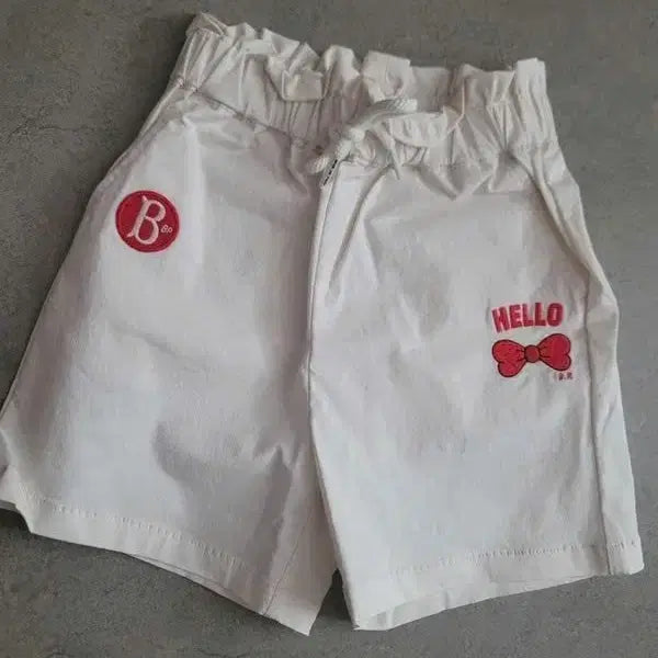 [BUNJANG] Bebe de Pino Hello Ribbon Twill Shorts / [베베드피노] 헬로우 리본 트윌 반바지 100