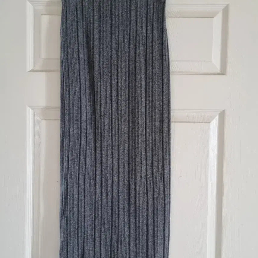 [BUNJANG] Time Ribbed Knit Long Skirt Grey / Time 타임 골지 니트 롱 스커트 그레이