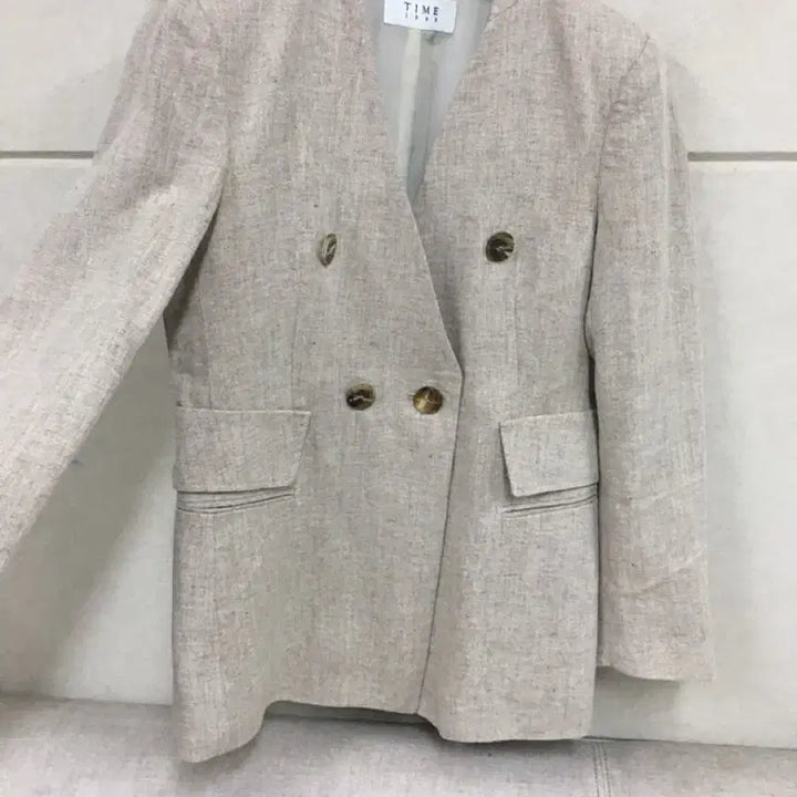[BUNJANG] TIME (Hansem) Italian Fabric 100% Linen Double-Button Jacket / 한섬 타임 TIME 정품 이태리원단  마100% 린넨 더블 버튼 자켓