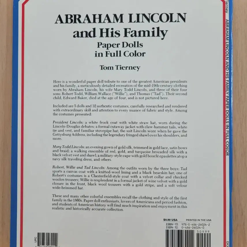 [BUNJANG] Tom Tierney Lincoln Family Paper Dolls / 종이 인형 paper doll 링컨 패밀리