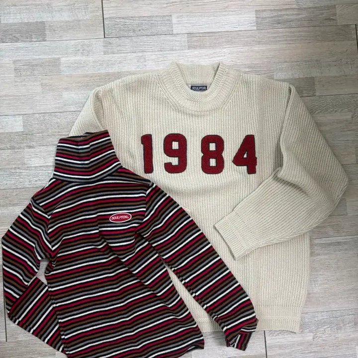 [BUNJANG] Sculptor Knit / Stripe Turtleneck Set / 스컬프터 니트/스트라이프 목 폴라티
