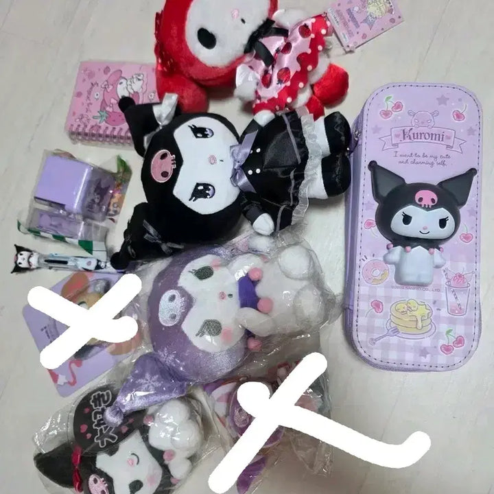 [BUNJANG] Sanrio Hello Kitty, Kuromi, My Melody Plush &amp; Stationery Set / 할인 )산리오 키티 쿠로미 마이메로디 인형 양산계