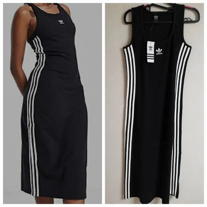 [BUNJANG] Adidas Three-Stripes Sleeveless Maxi Dress Black / 새거 아디다스 삼선 민소매 원피스 블랙 아디다스롱원피스 맥시원피스
