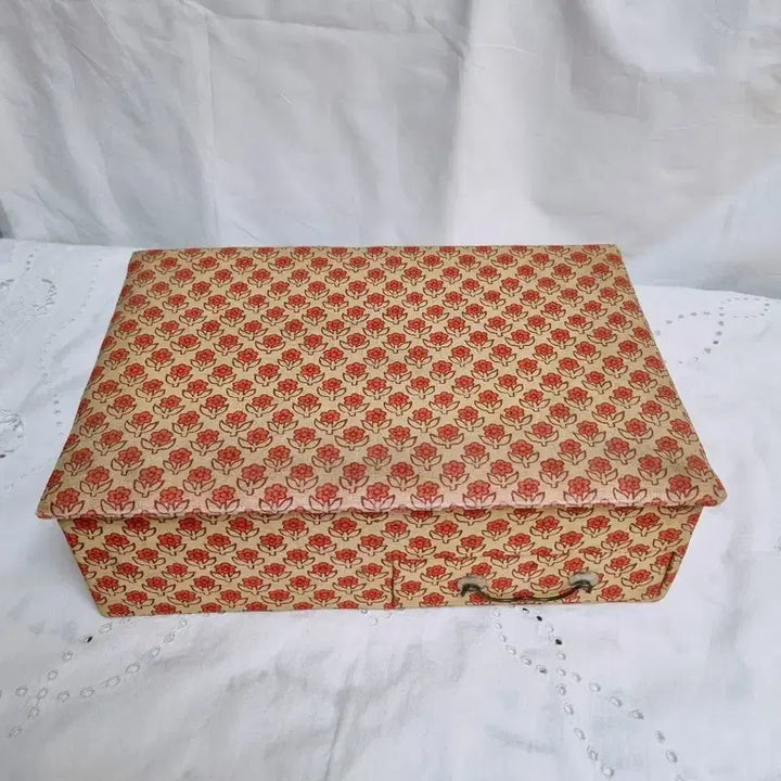 [BUNJANG] Antique Flower Fabric Box Vintage Storage Container / 앤틱 플라워 패브릭박스 빈티지 수납함