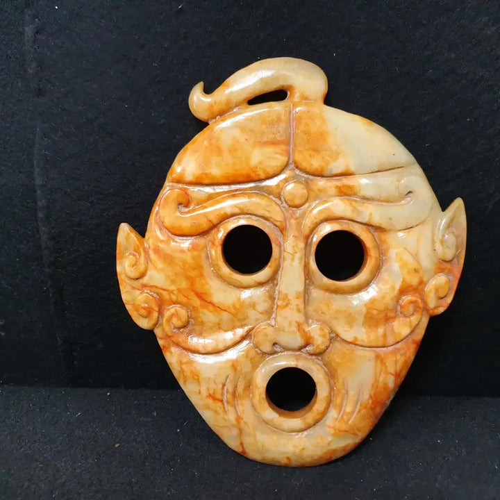 [BUNJANG] Excavated Huazhengyu Yellow Jade Mask / (수원만물)출토 통옥 화전옥 황옥 가면상