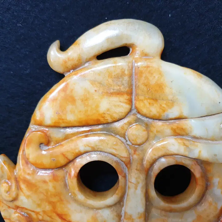 [BUNJANG] Excavated Huazhengyu Yellow Jade Mask / (수원만물)출토 통옥 화전옥 황옥 가면상