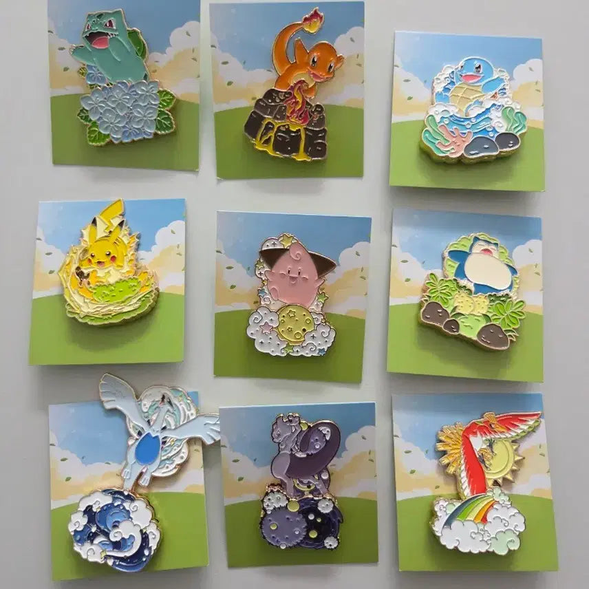 [BUNJANG] Isaac Toast Pokemon Badge Set (9 Types, Full Set excluding Dugtrio) / 이삭토스트 포켓몬 뱃지 9종(닥트리오 제외 풀셋)