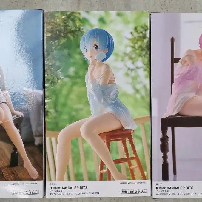 [BUNJANG] Re:Zero Starting Life in Another World Relax Time Rem &amp; Ram Figures (Set of 3) / Re:제로부터 시작하는 이세계생활 Relax time 레무/람 피규어 3