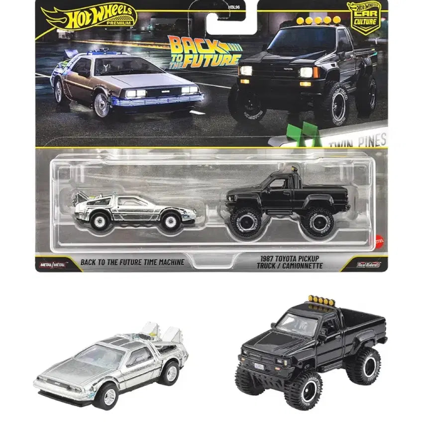 [BUNJANG] Hot Wheels Premium Back to the Future Time Machine &amp; 1987 Toyota Pickup Truck 2-Pack 1:64 Scale Diecast Model Cars / 1:64 핫휠 프리미엄 백투더퓨처 타임머신 1987 도요타 픽업트럭 2팩 다이캐스트 2pack 모형 자동차 모델