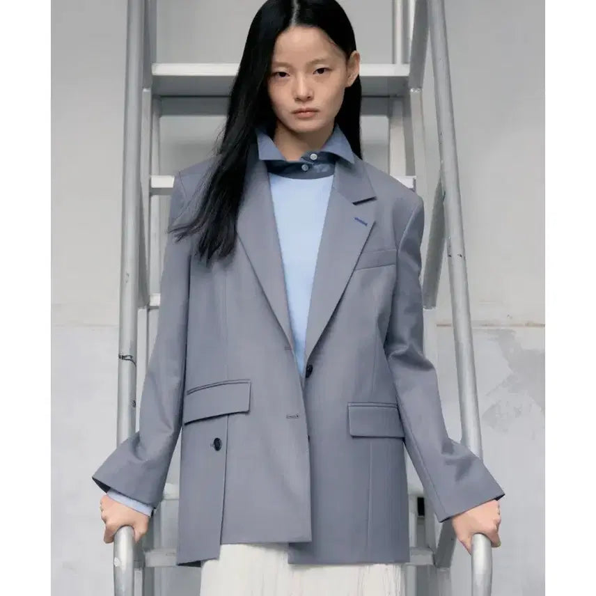 [BUNJANG] KUHO PLUS Signature Semi Overfit Jacket Grey / (새상품)구호플러스 시그니처 세미 오버핏 자켓 그레이