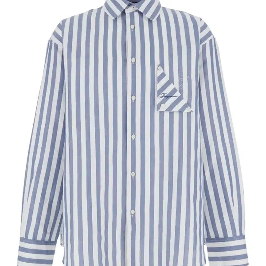 [BUNJANG] Jacquemus Le Bobie Shirt Blue &amp; White Stripe Cotton Blend Oversized / 자크뮈스 보이리에 셔츠 50 (새상품)