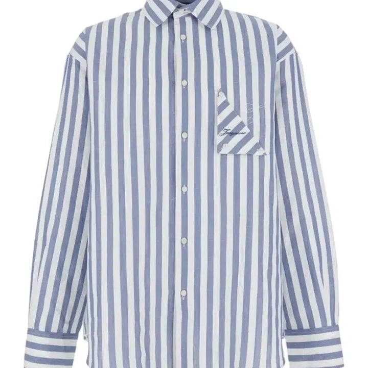 [BUNJANG] Jacquemus Le Bobie Shirt Blue &amp; White Stripe Cotton Blend Oversized / 자크뮈스 보이리에 셔츠 50 (새상품)