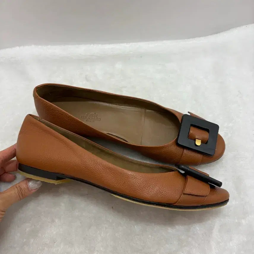 [BUNJANG] Hermès Brown Buckle Flat Shoes 39/255 / 에르메스 브라운 버클 플랫슈즈 39/255사이즈(정품)