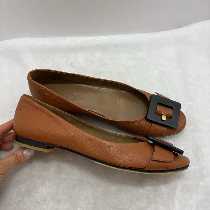 [BUNJANG] Hermès Brown Buckle Flat Shoes 39/255 / 에르메스 브라운 버클 플랫슈즈 39/255사이즈(정품)