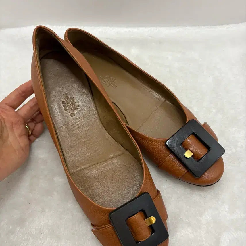 [BUNJANG] Hermès Brown Buckle Flat Shoes 39/255 / 에르메스 브라운 버클 플랫슈즈 39/255사이즈(정품)