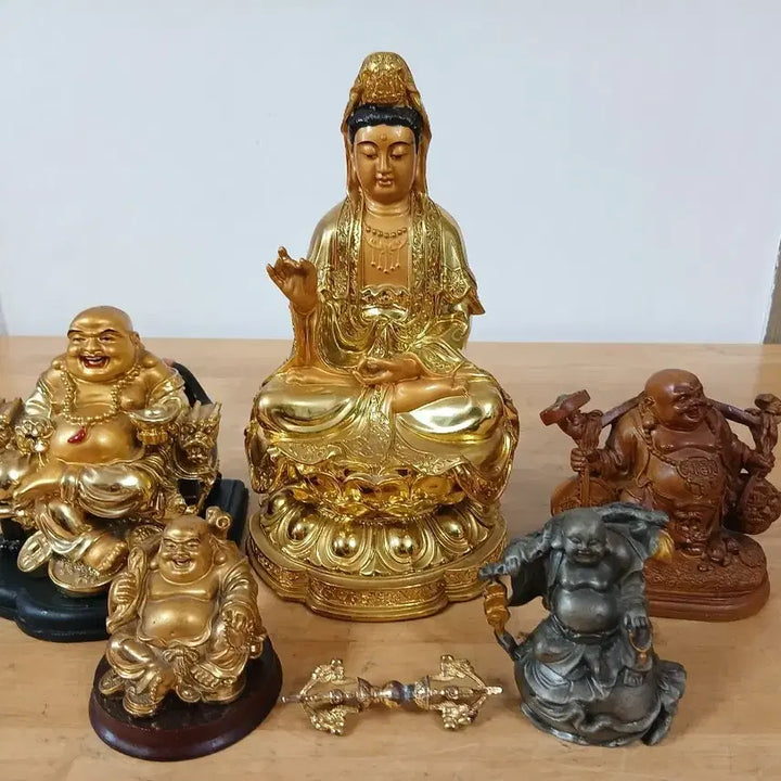[BUNJANG] Guanyin Bodhisattva &amp; Budai Monk Statues with Vajra / 관응보살&amp; 포대화상