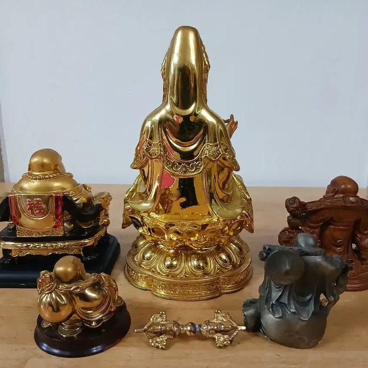 [BUNJANG] Guanyin Bodhisattva &amp; Budai Monk Statues with Vajra / 관응보살&amp; 포대화상