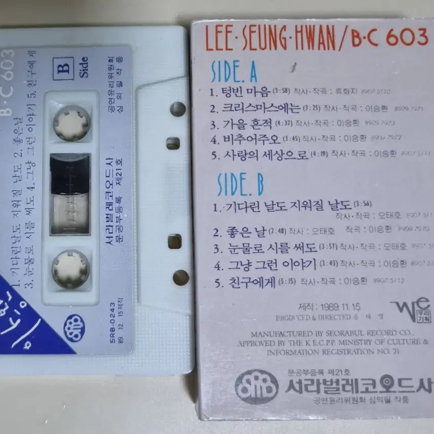 [BUNJANG] Lee Seung-hwan 1st Album Unsealed Cassette Tape / 이승환 1집 (개봉 카세트테이프)