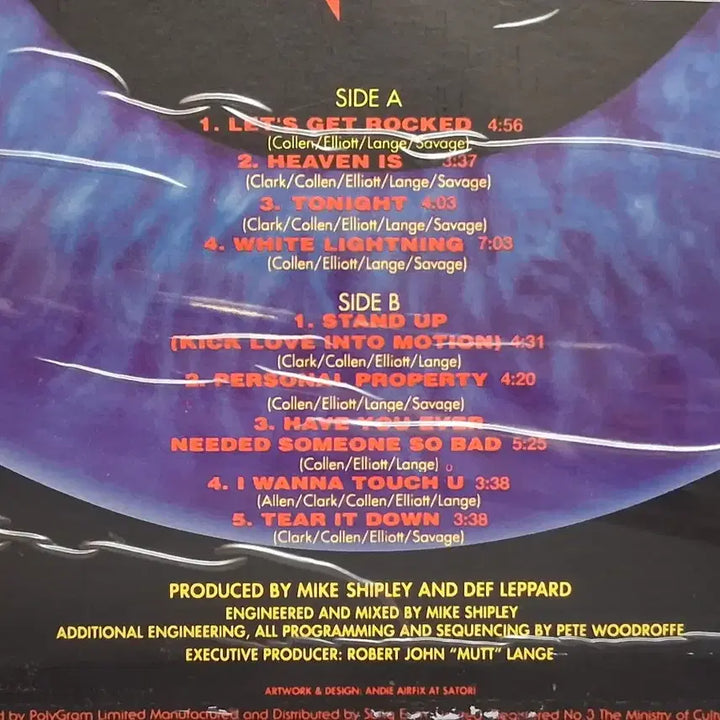 [BUNJANG] Def Leppard LP Mint Condition / 데프레파드 LP 민트