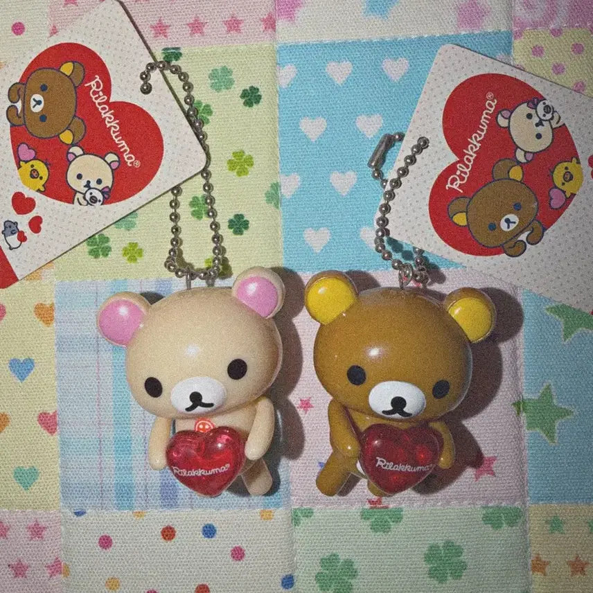 [BUNJANG] Rilakkuma Korilakkuma Heart Dangling Keychain Set / 리락 코리락 하트 달랑이