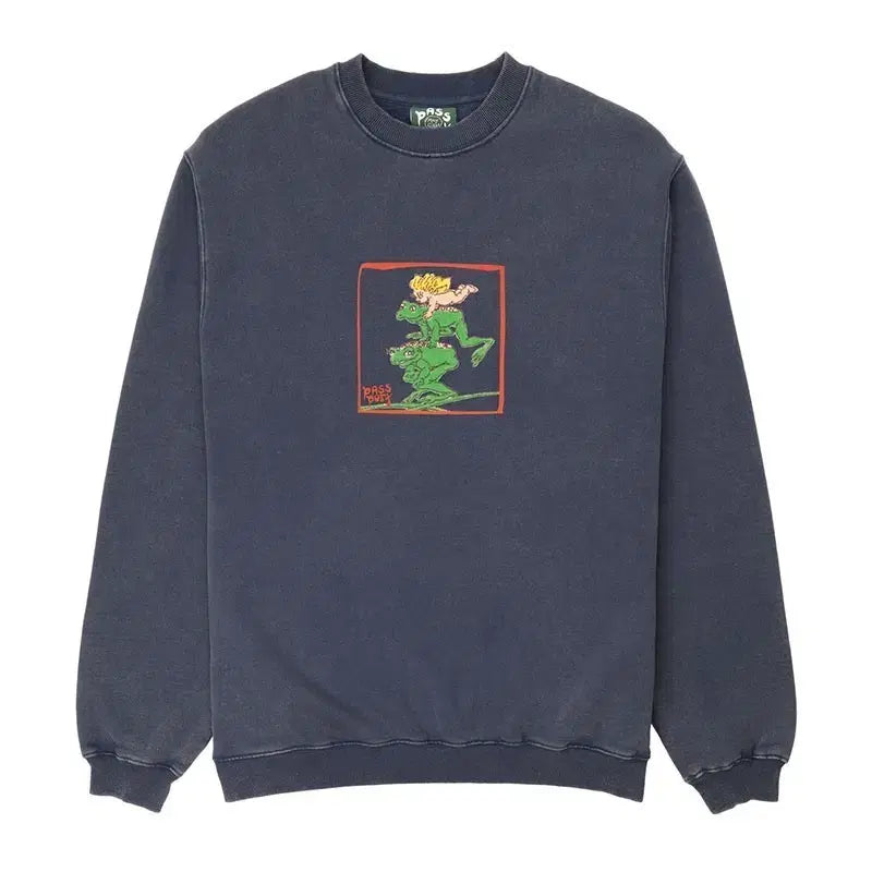 [BUNJANG] PASSPORT Frog Graphic Sweatshirt Navy L / [새상품]PASSPORT 패스포트 스웻셔츠 네이비 L