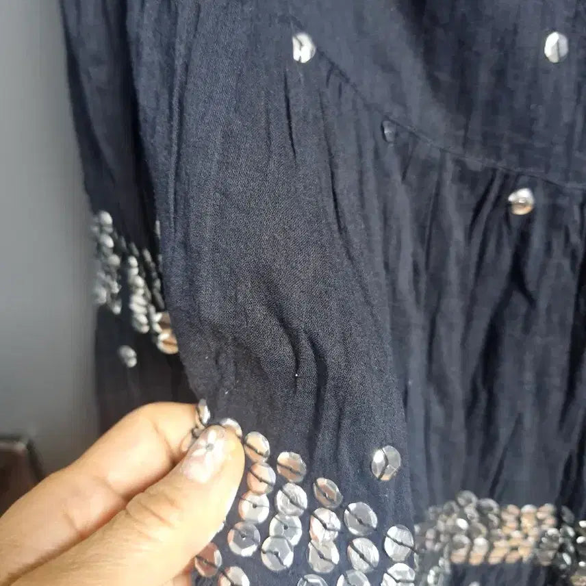[BUNJANG] Sparkling Sequin Flared Maxi Skirt - Women&