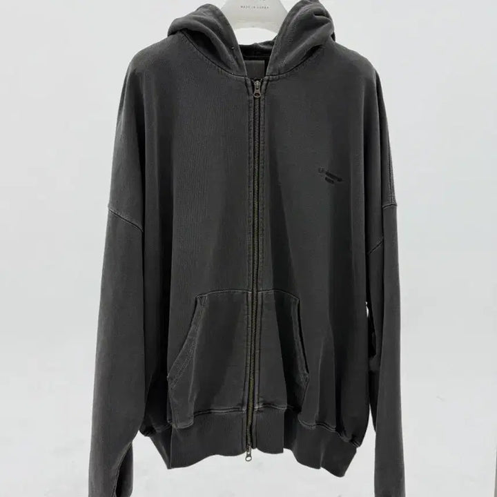 [BUNJANG] Undermycar MU.11 Logo Hoodie Zip-up Charcoal Size 1 / 언더마이카 MU.11 후드 집업