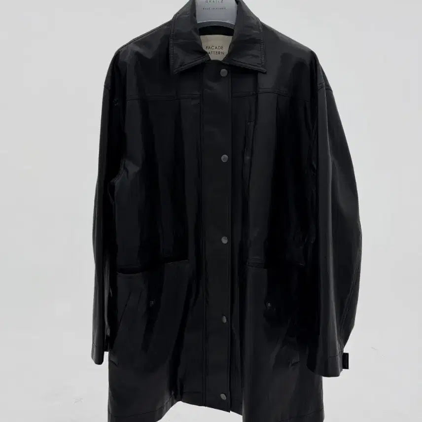 [BUNJANG] Facade Pattern Leather Utility Jacket / 파사드패턴 레더 유틸리티 가죽자켓