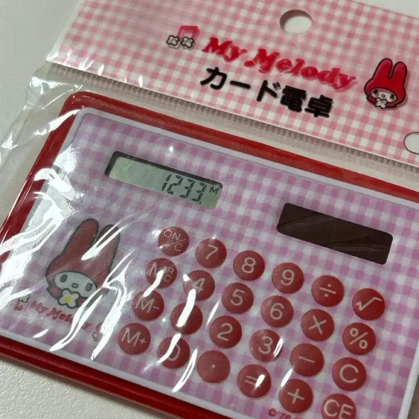 [BUNJANG] Classic Red My Melody Card-Type Mini Retro Calculator / 고전 빨간마이멜로디 카드형 미니 레트로 계산기