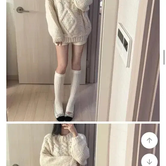 [BUNJANG] Love Mare Long Cable Knit Ivory / *top 러브마레 폭닥 롱 꽈배기 니트 아이보리