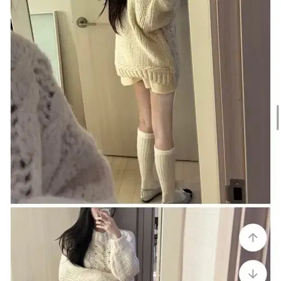 [BUNJANG] Love Mare Long Cable Knit Ivory / *top 러브마레 폭닥 롱 꽈배기 니트 아이보리