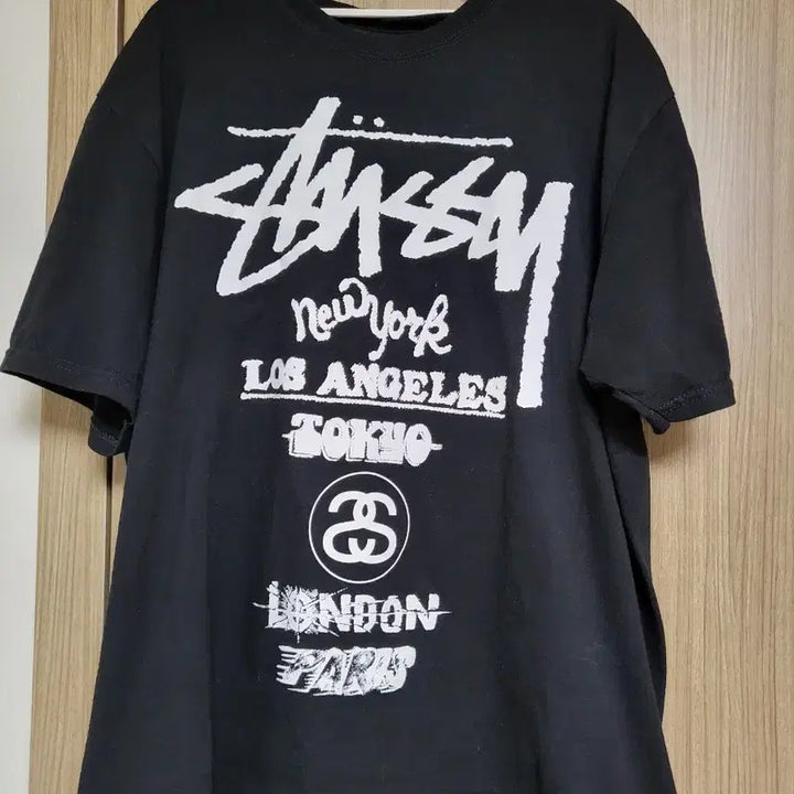 [BUNJANG] Stussy World Tour Short Sleeve T-Shirt Black / 스투시 반팔티 월드 투어