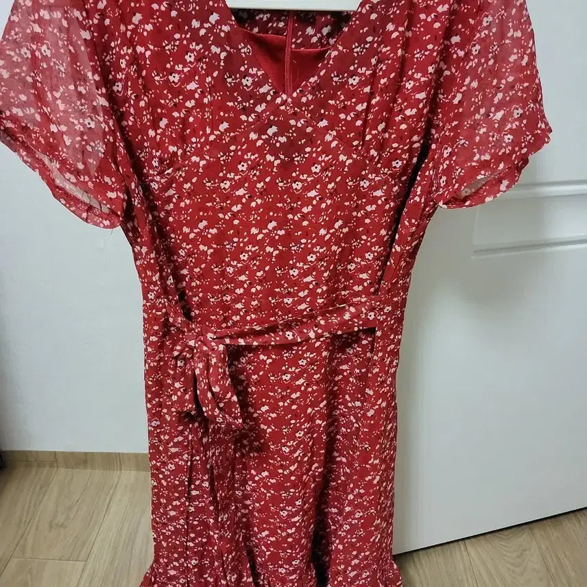 [BUNJANG] Floral Print Red Dress / 꽃무늬 빨강 원피스