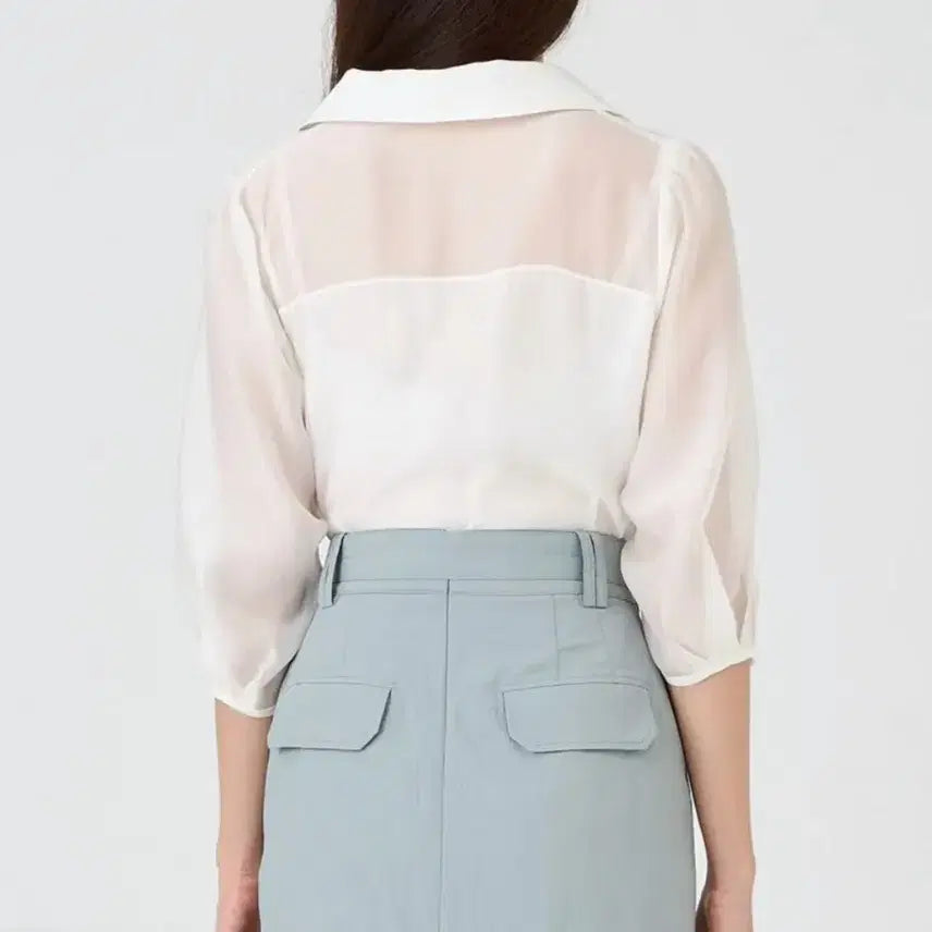 [BUNJANG] Line Edition 7-Sleeve Blouse White / 라인어디션 7부 블라우스(210000