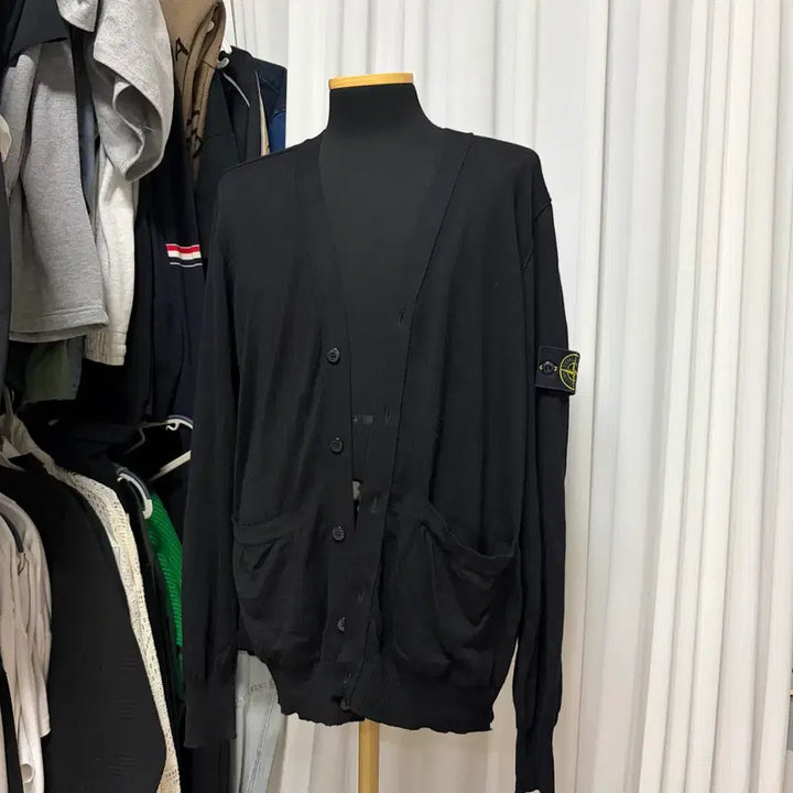 [BUNJANG] Stone Island Black Cardigan XL / {새상품급/XL}스톤아일랜드 블랙 가디건