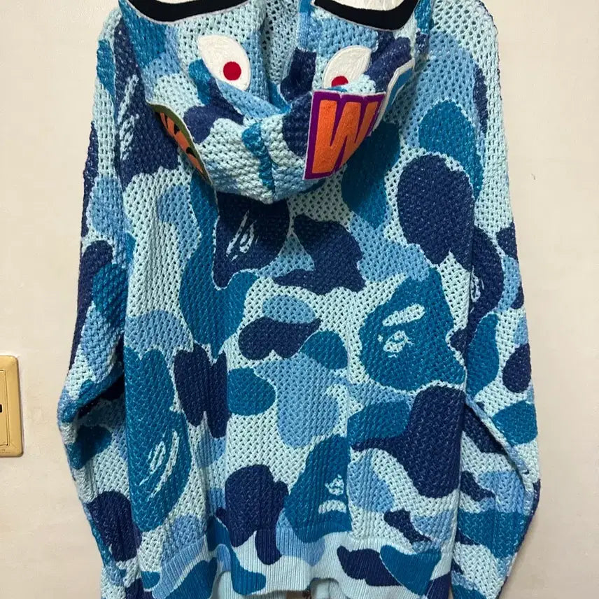 [BUNJANG] BAPE Shark Camo Knit Blue / 베이프 샤크 카모 니트 블루