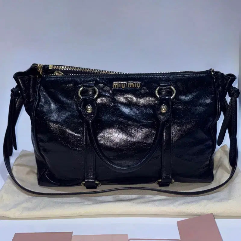 [BUNJANG] Miu Miu Vitello Shine Satchel Bag Black / 미우미우 비텔로 샤인 사첼백 블랙