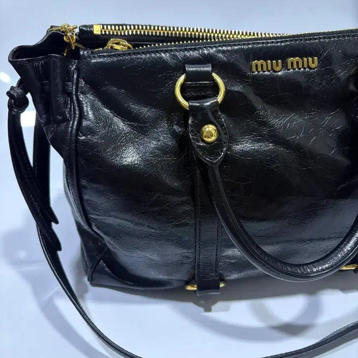 [BUNJANG] Miu Miu Vitello Shine Satchel Bag Black / 미우미우 비텔로 샤인 사첼백 블랙