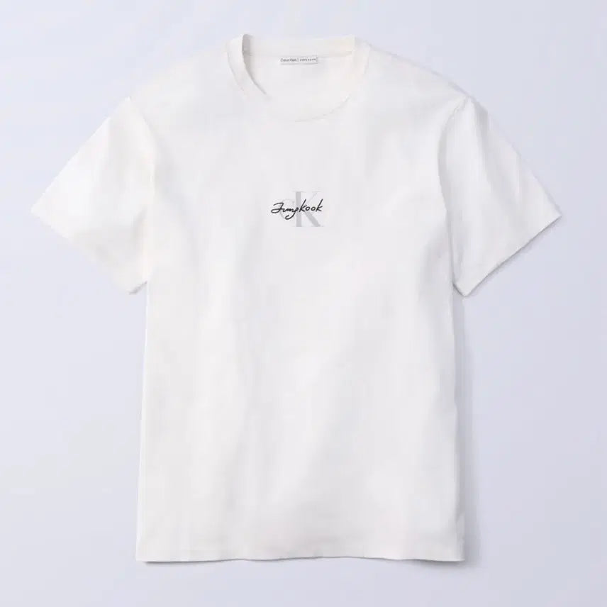 [BUNJANG] Calvin Klein Jungkook Monogram Logo T-Shirt (White, L) / L) Calvin Klein Jungkook 캘빈클라인 정국  반팔티셔츠
