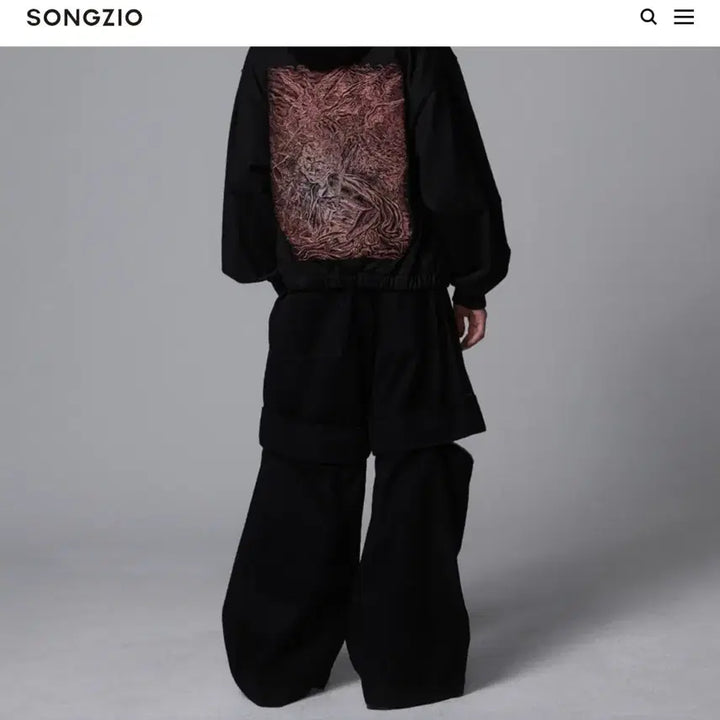 [BUNJANG] SONGZIO Collection Meta Belted Wide Denim Pants Black (Unsealed New Product) / 송지오 컬렉션 메타 벨티드 와이드 데님 팬츠 블랙 (미개봉 새상품)