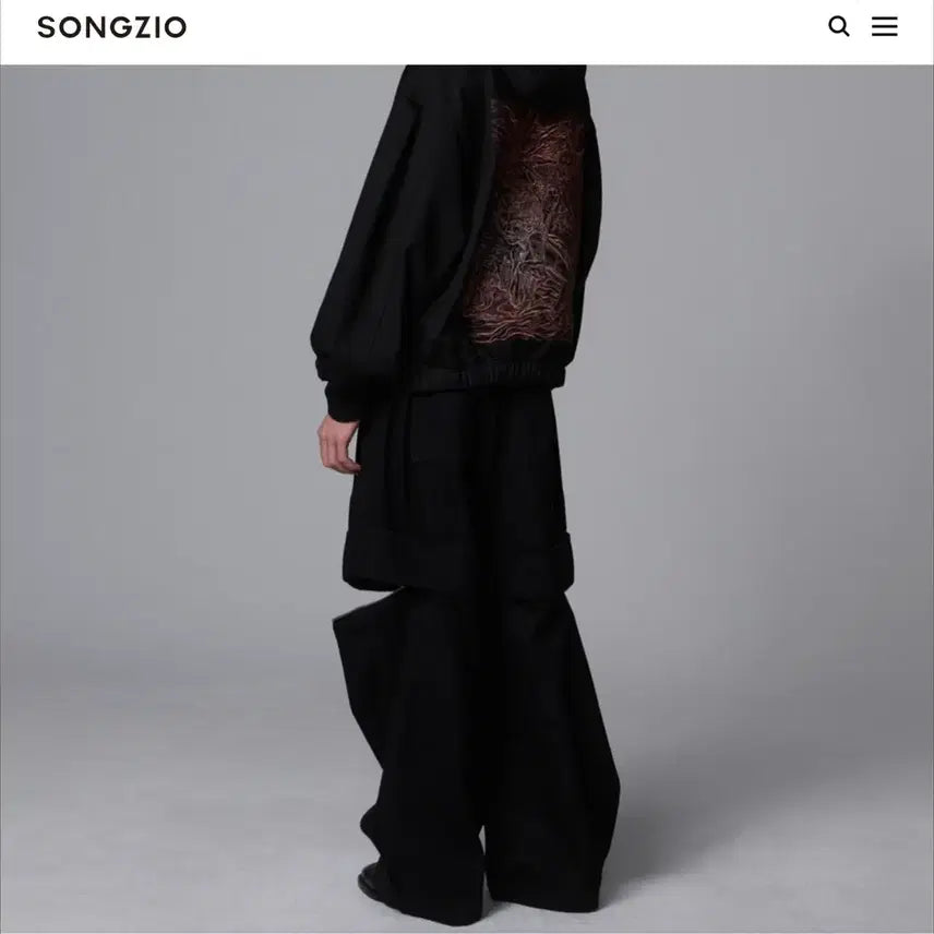 [BUNJANG] SONGZIO Collection Meta Belted Wide Denim Pants Black (Unsealed New Product) / 송지오 컬렉션 메타 벨티드 와이드 데님 팬츠 블랙 (미개봉 새상품)