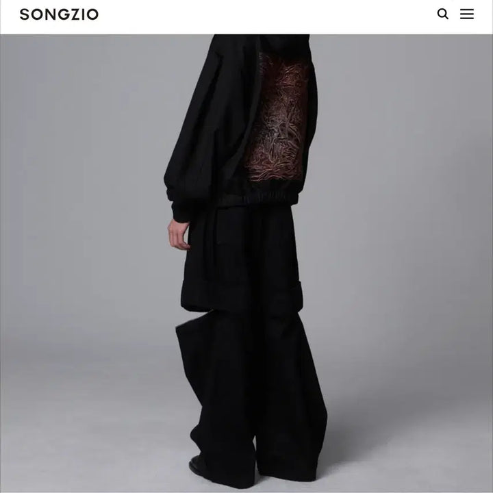 [BUNJANG] SONGZIO Collection Meta Belted Wide Denim Pants Black (Unsealed New Product) / 송지오 컬렉션 메타 벨티드 와이드 데님 팬츠 블랙 (미개봉 새상품)