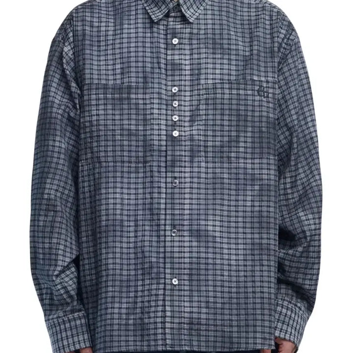 [BUNJANG] NOMANUAL Oversized Check Shirt Charcoal L / 노매뉴얼 오버사이즈 체크 셔츠 차콜L